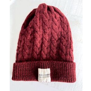 WIES-MADE Wool Beanie in Pomegranate - O/S
